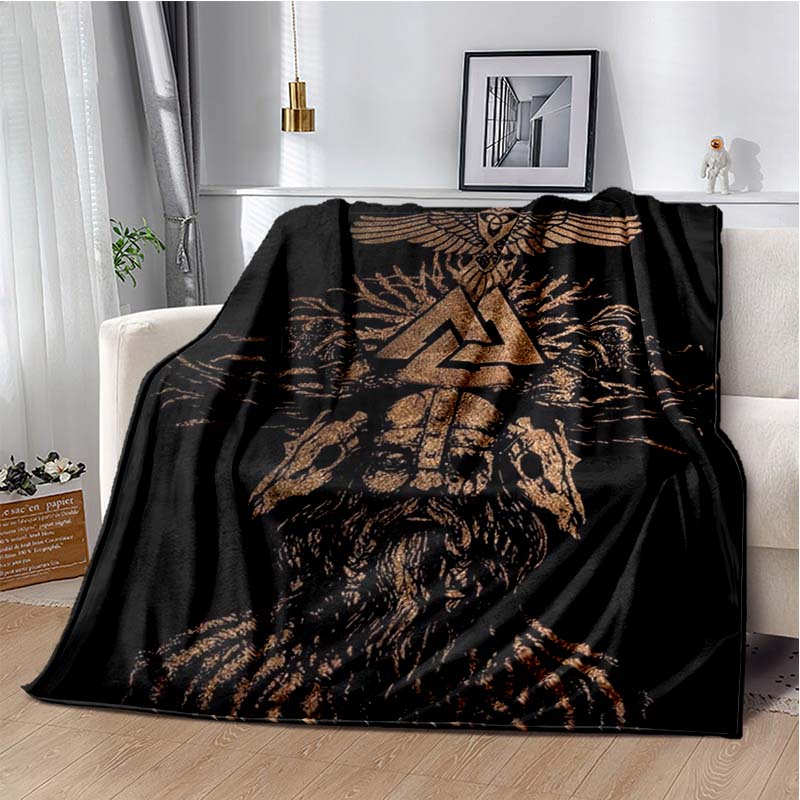 3D Viking Odin Valhalla Nordic Mythology Symbols Blanket,Soft Throw Blanket for Home Bedroom Bed Sofa Picnic Office Travel Cover