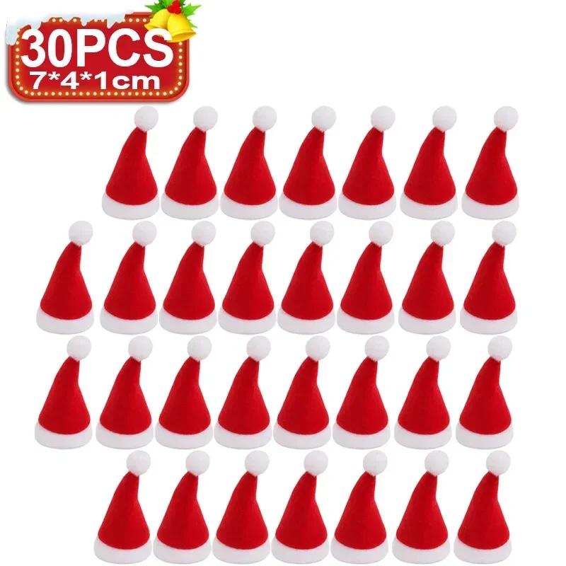 5/100PCS Mini Santa Hat Creative Wine Bottle Covers Lollipop Cap Xmas Tree Ornaments Christmas Dinner Table Decor New Year Gifts