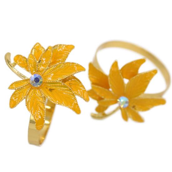 5 Pcs Napkin Rings Maple Leaf Design Napkin Holders Anti-Oxidation Decorative