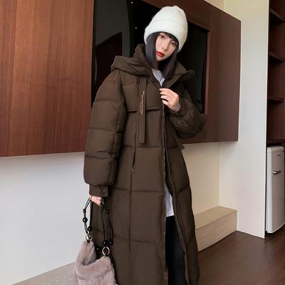 Long Over the Knee Winter New Women's Down Cotton Clothes Thickened Warm Hooded Small Loose Warm Cotton Coat