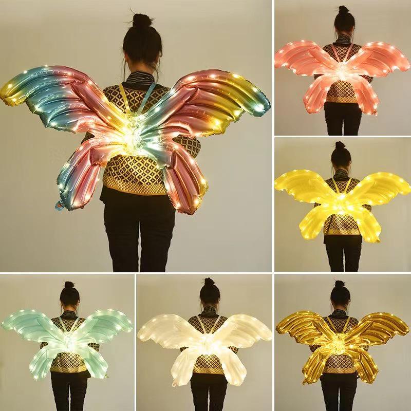 Alas de Mariposa Inflables Brillantes Decoración de Espalda para Fiestas Infantiles y Mercados Nocturnos