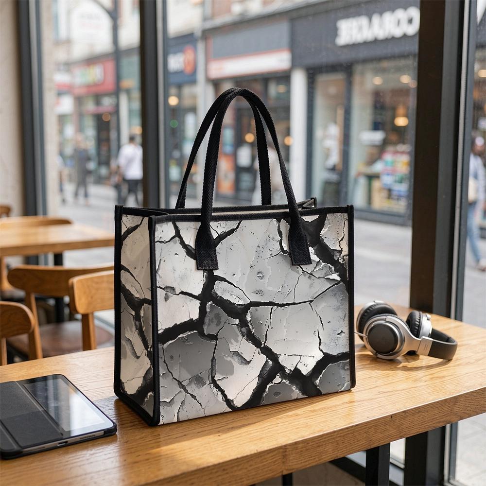 Cracked Pattern Tote Bag Casual Shoulder Handbag for Daily Use