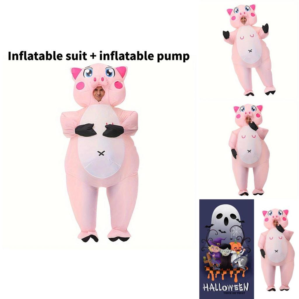 Inflatable Pig Costume For Holiday Events And Stage Shows Constructed With Sewn Fabric For All Ages