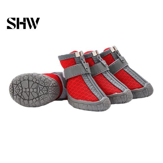 Pet Paw Protection for Running 4Pcs Non-Slip Dog Shoes, Breathable Mesh Boots, Waterproof Durable Rubber Soles Paws Protectors Small Dogs, Outdoor