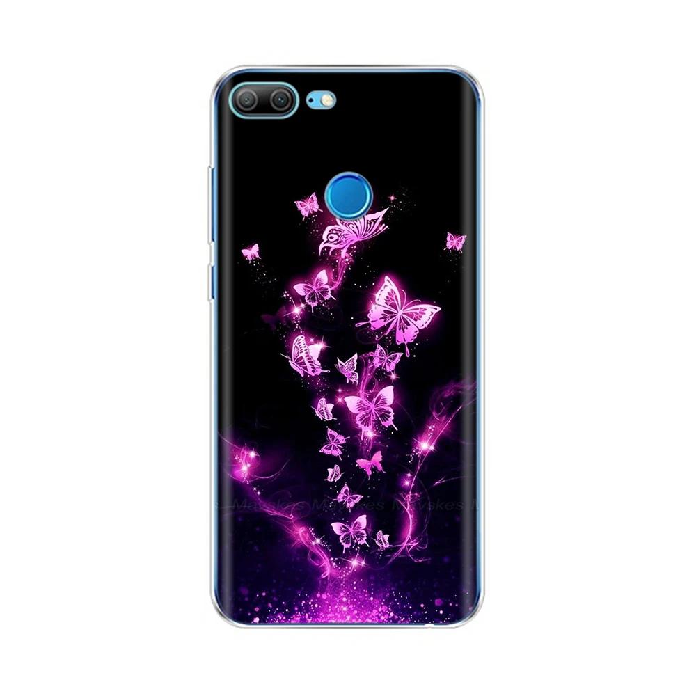 Phone Case For Honor 9 Lite Back Cover for Huawei Honor 9 Lite Cases Transparent Silicon TPU Protective Cats Flower Print Covers