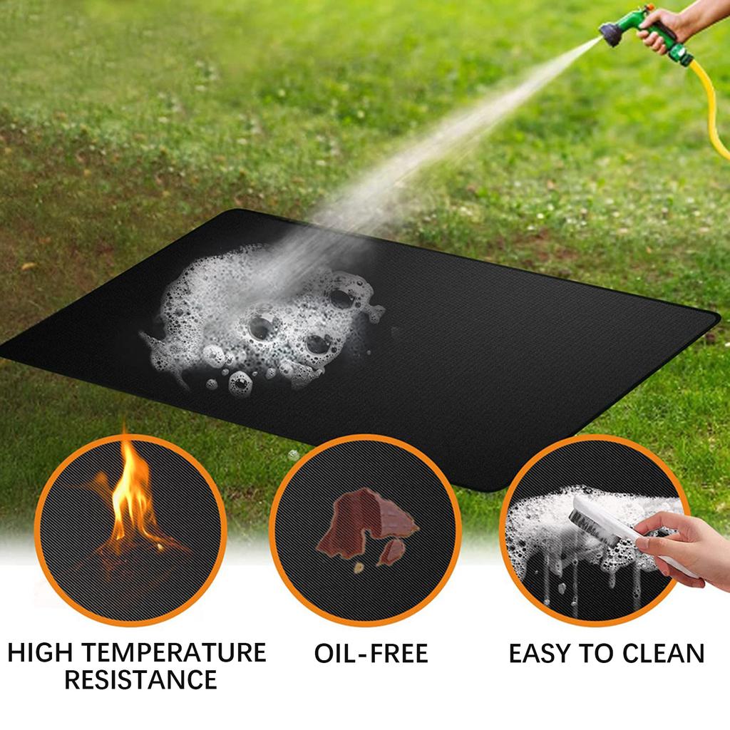 Outdoor Barbecue Grills Mat Oilproof Fireplaces Protective Mat High Temperature Resistant Fire Retardant Protection Pad For BBQ