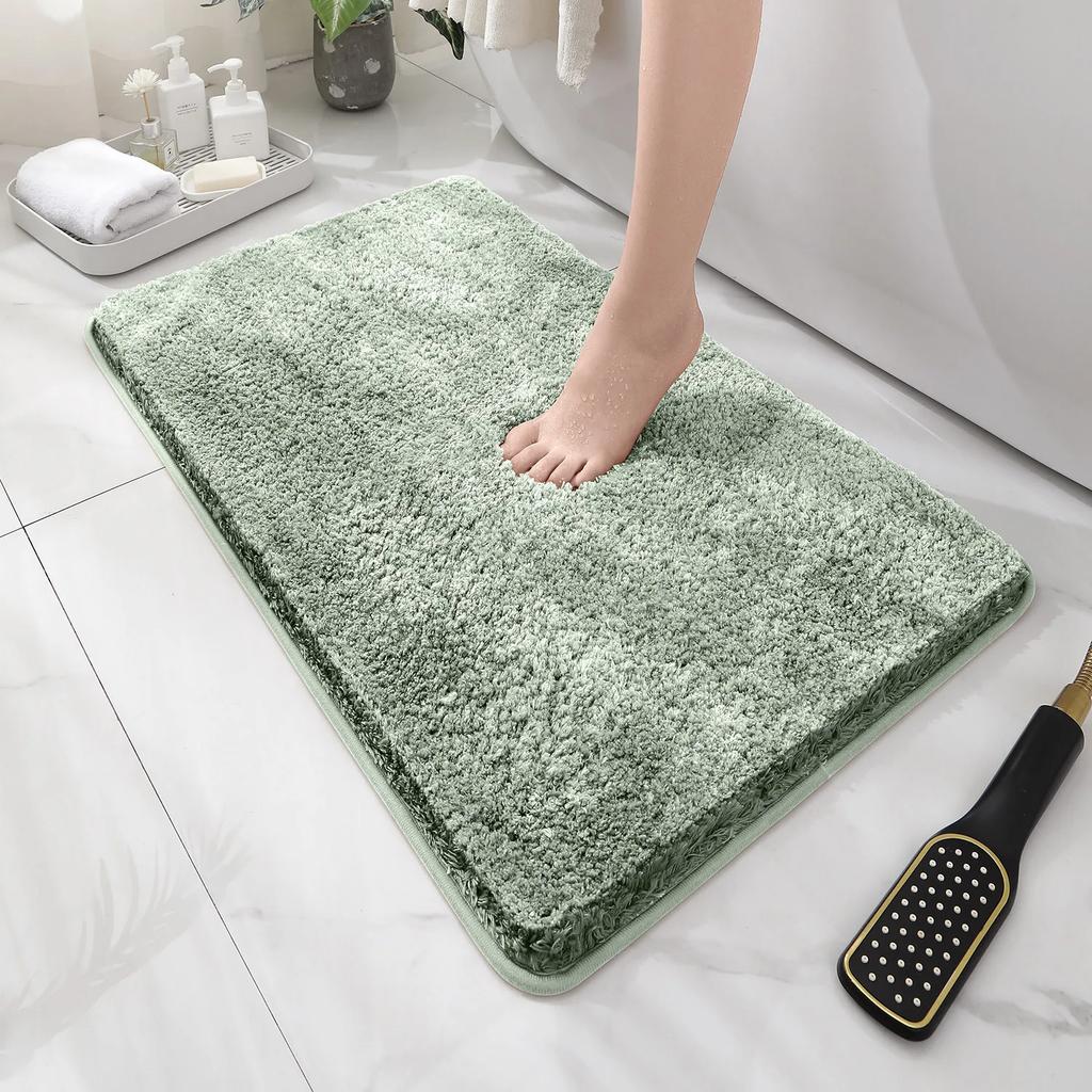 Rounded and Thickened Bathroom Floor Mat, Bathtub Absorbent Mat, Plush Material, Anti Slip Foot Mat, Entrance Door Mat, Bathroom