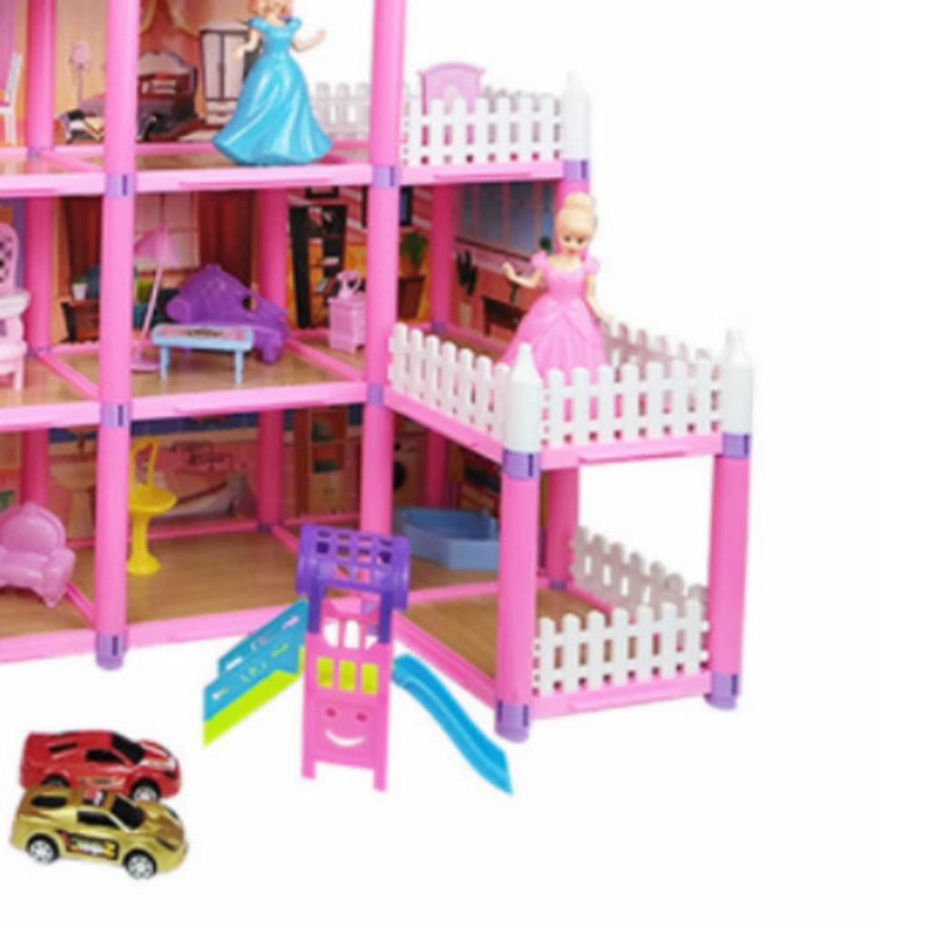 278-teiliges Puppenhaus-Bauspielzeug, DIY-Gehirntraining, Puppenhaus-Schloss-Bausatz für Mädchen, Rosa