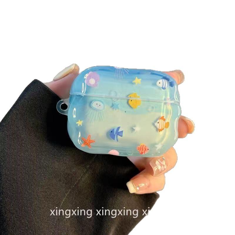 ins wind cute graffiti ocean small fish for airpodspro1 protective case earphone case 1st generation 1 soft silicone new