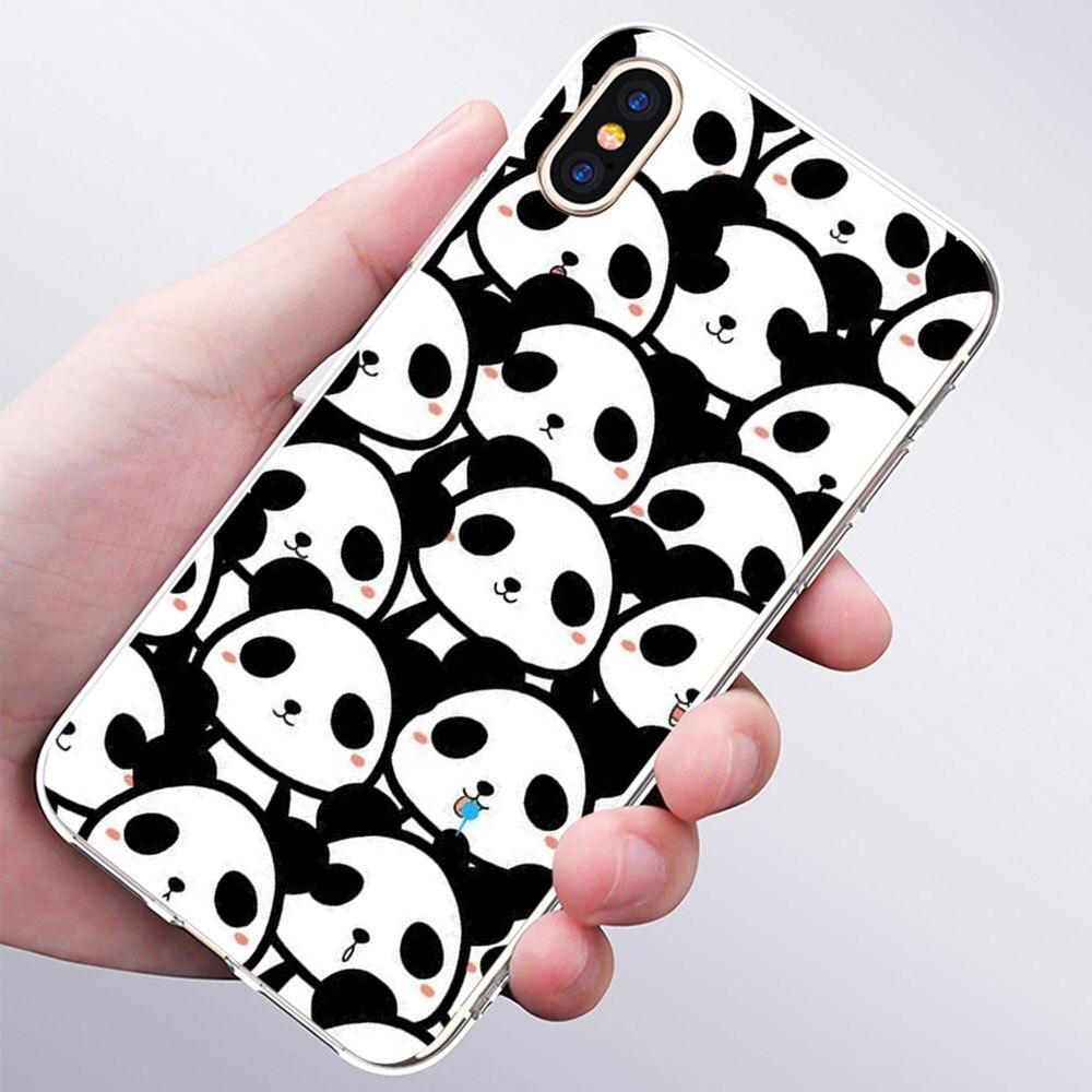 Luxury Soft Silicone Phone Case Cute Panda Bear China for Apple iPhone 11 Pro XS Max X XR 6 6S 7 8 Plus 5 5S SE Fashion Cover