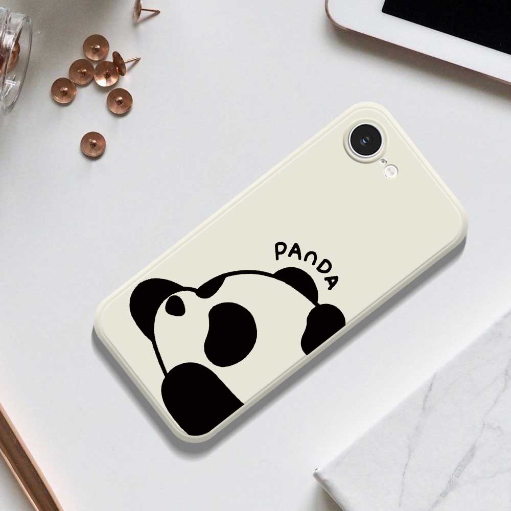 For iPhone 16e Case Cute Panda Pattern Printing Straight Edge TPU Phone Back Cover