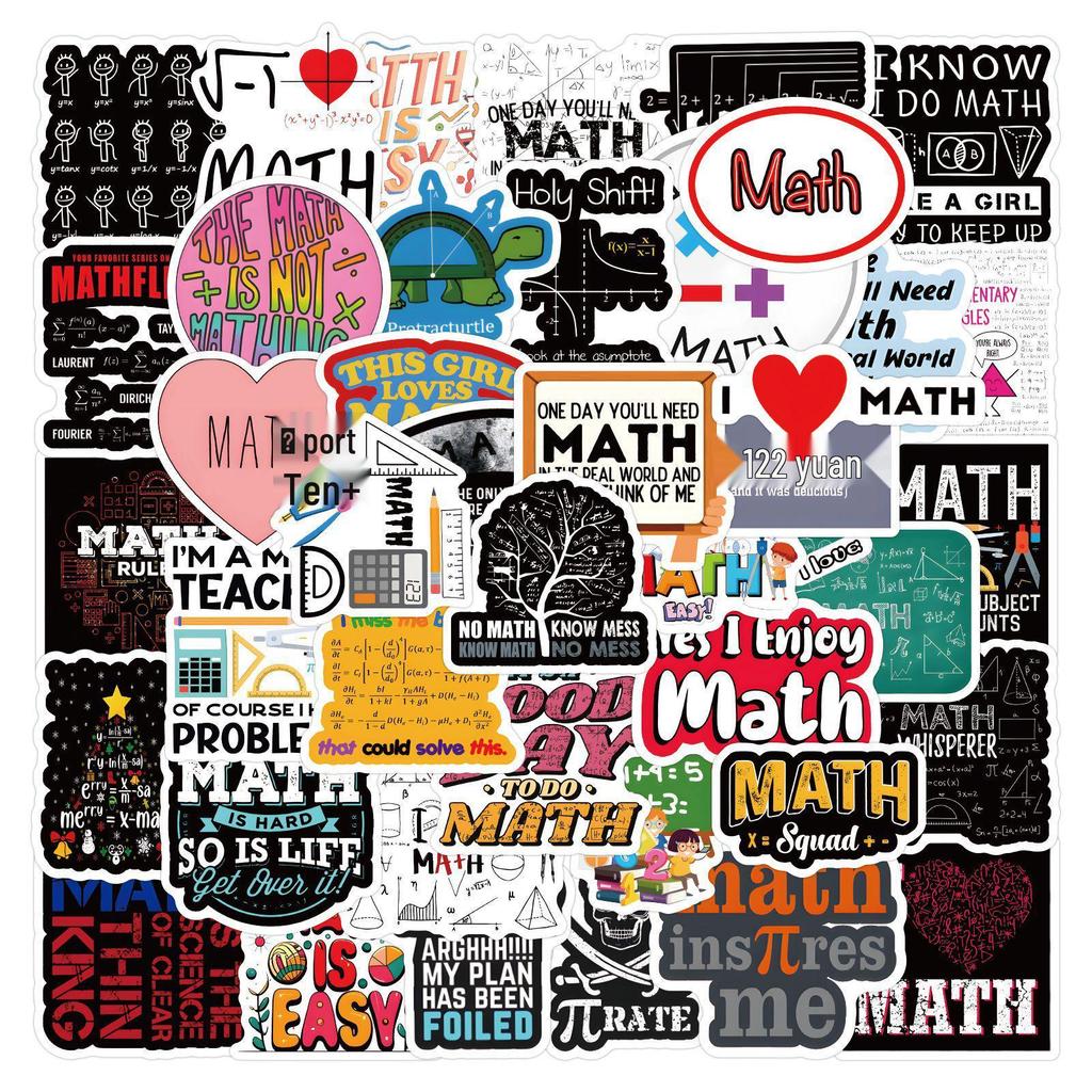 60 Cartoon Math Subject Stickers for Journals, Stationery, Water Bottles, Computers - Waterproof and Decorative (60 Sheets)