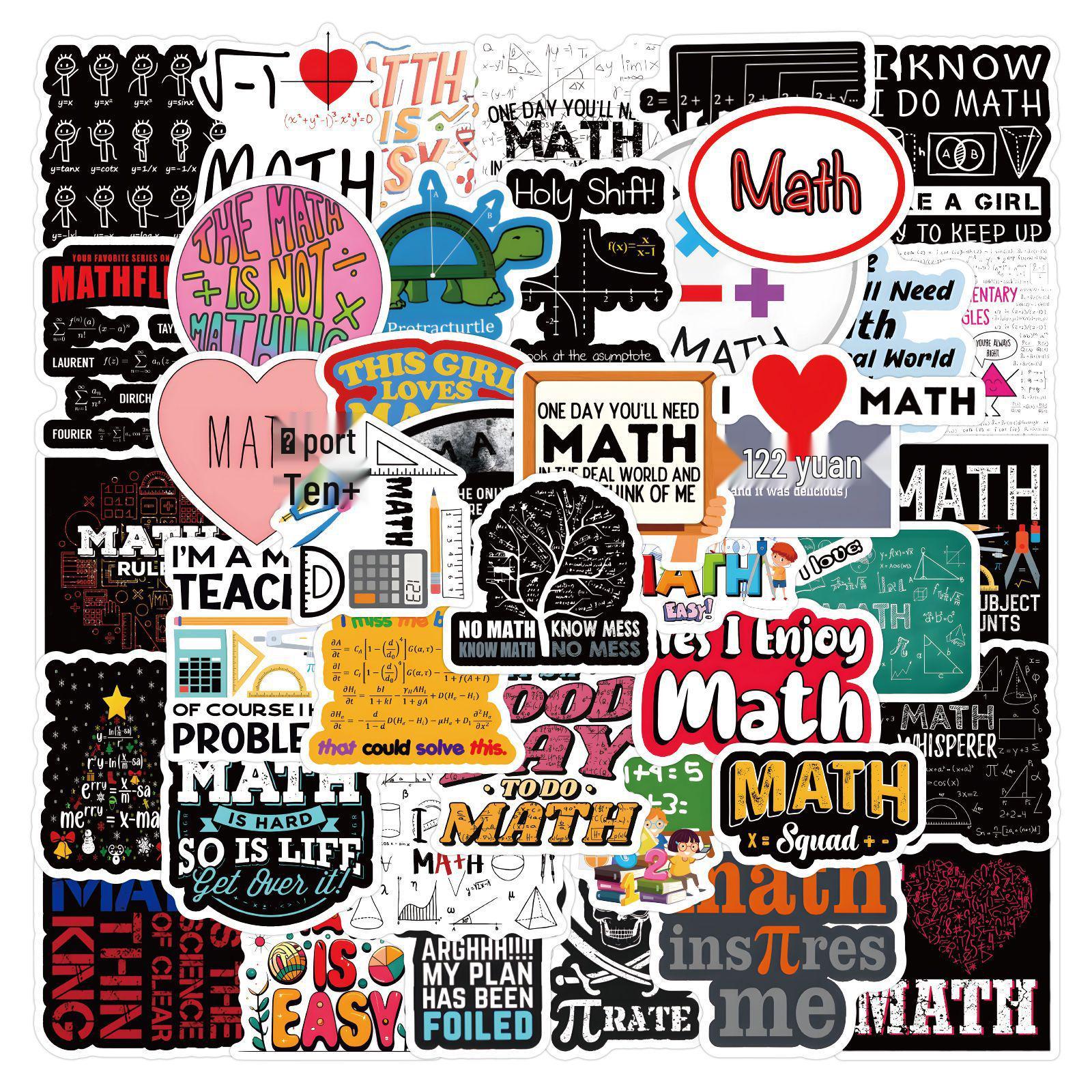 60 Cross-border Math Graffiti Stickers for DIY Notebook & Scooter Decoration - Waterproof