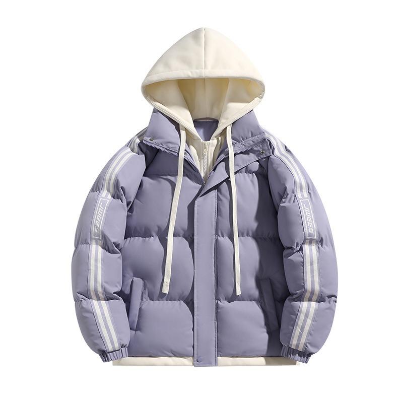 

Куртка хлопковая в стиле ретро с контрастными цветами, полосатой вставкой, параллельными планками, мужская и женская, фейковая двухпредметная, широкая 3XL фиолетовый