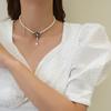 Elegant Camellia Pearl Pendant Necklace For Women Vintage Sweet Flower Clavicle Chain Necklace Party Jewelry Gift