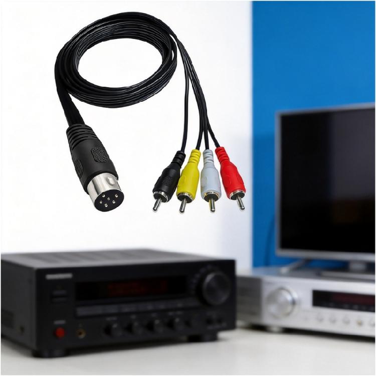 Universelles 6-Pin-DIN-zu-4-Cinch-Audio-/Video-Kabel für professionelle Setups Nahtlose Konnektivität zwischen Geräten 50/150 cm