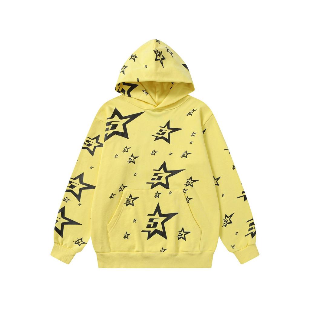 A high-quality SP5DER spider web foam printed hoodie, European and American large-size loose sweater.