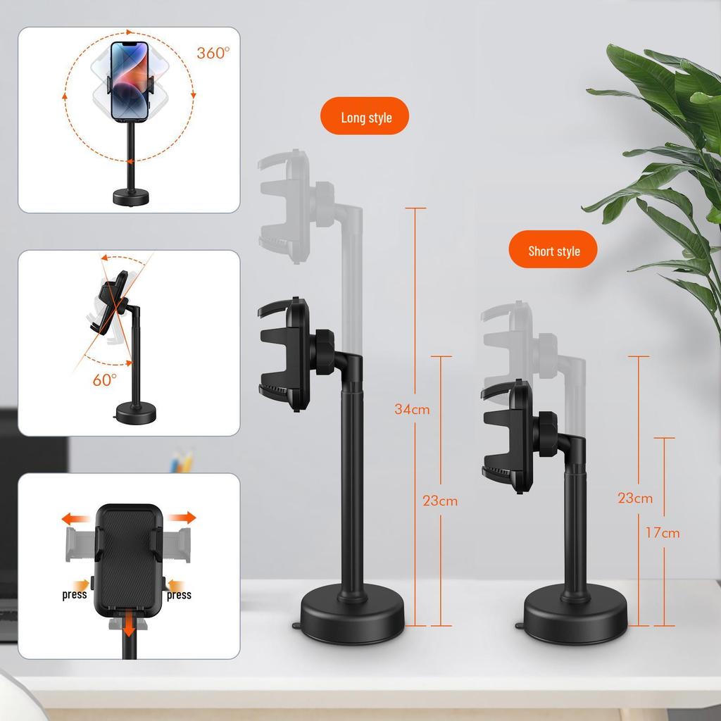Verstellbarer Handyhalter für Fotografie & Live-Streaming: Mehrwinkel- & Höhenverstellbar mit stabilem Metallsockel.