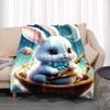 3D Cartoon rabbit pattern printed blanket for living room bedroom home decor children's room bed blanket picnic blankets Luxury