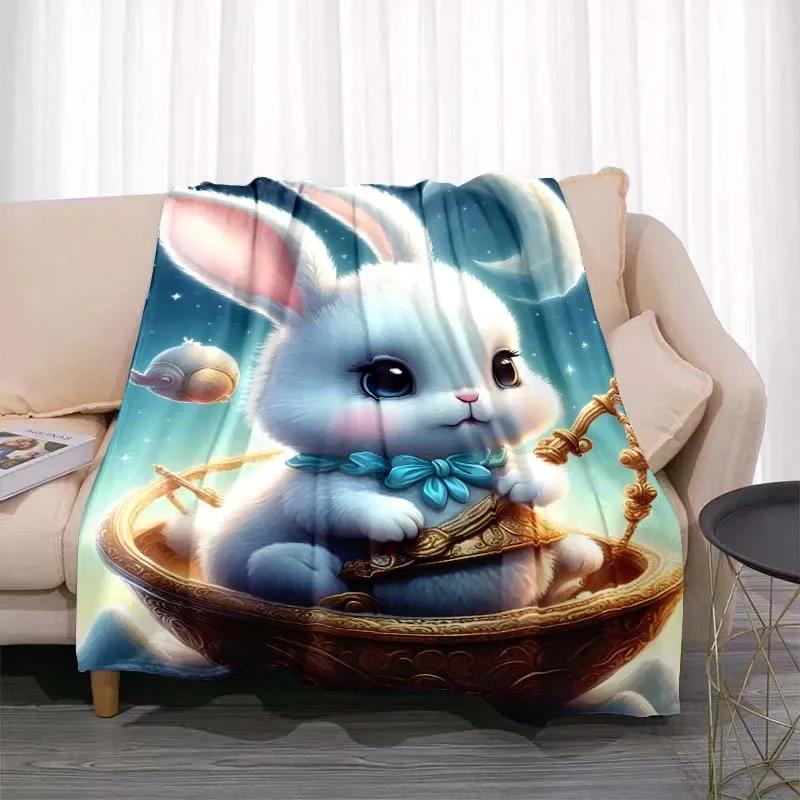 3D Cartoon rabbit pattern printed blanket for living room bedroom home decor children's room bed blanket picnic blankets Luxury