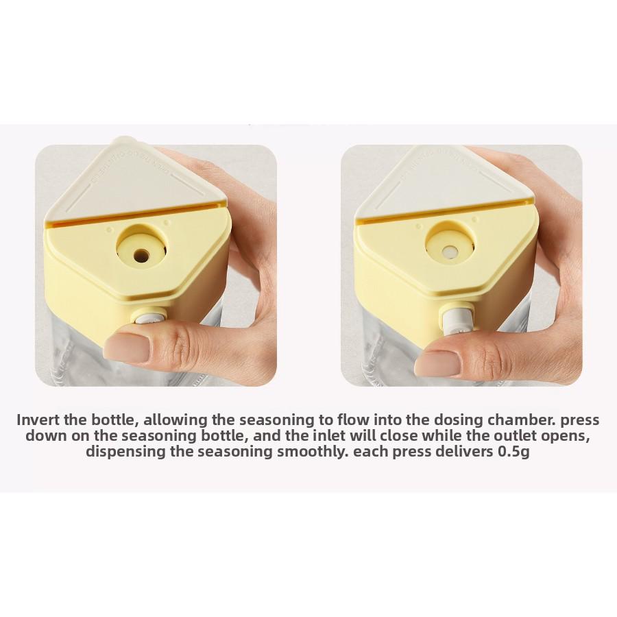Dual-purpose quantitative salt tank kitchen press seasoning bottle moisture-proof salt-spreading square double-mouth bottle