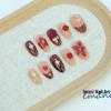 30-Piece Set of 3D Handmade Almond Gold Foil Wearable Nails with Rose Design