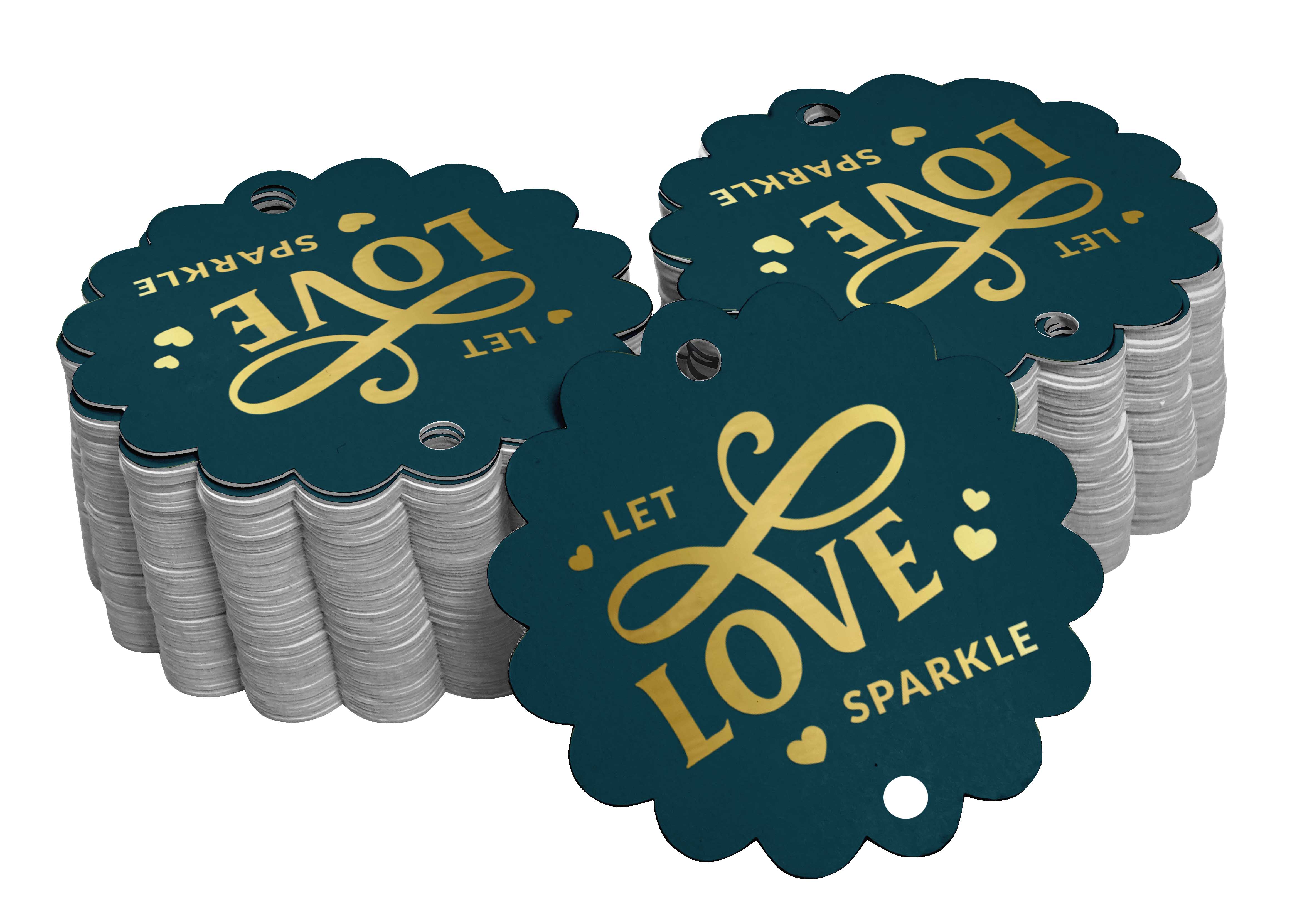 

Inkdotpot Let Love Sparkle Wedding Bottle Tag Справжня золота фольга 50 Gold Foil Tags синій