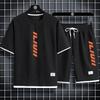 Men's Sets Waffle Summer Casual T Shirt + Shorts Suit Basketball Tracksuit Letter Print Solid Color Tracksuit Loose Suit