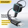 Essager 45W Car Charger PD Fast Charging with Retractable 75CM Cable 3 Ports USB C & a Adapter for iPhone 17/16/15 Huawei iPad