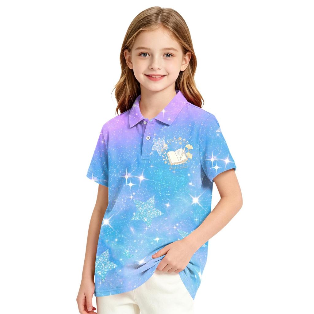 Girls' Polka Dot Printed T-Shirt for School Uniform and Casual Wear