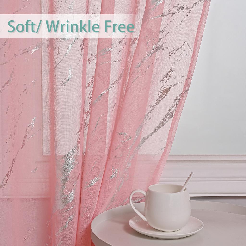 Perdele din marmură transparentă 2 panouri pentru dormitor sufragerie, auriu metalic, buzunar pentru tijă, sclipici de confidențialitate, pentru fereastra decorului de vacanță
