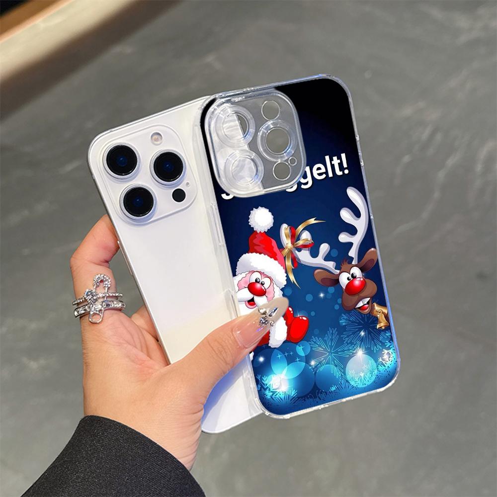 Ae117 Merry Christmas Happy New Year Design Magsafe Transparent Cases for Samsung S23 S24 Ultra iPhone 16 Pro Max Magnetic Wireless Charge Back Cover