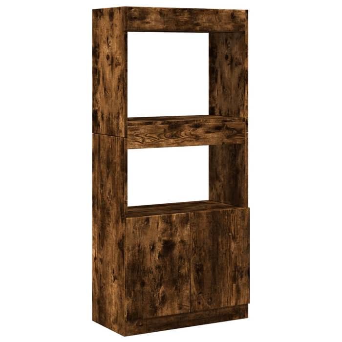 VidaXL Buffet haut chêne fumé 63x33x140 cm bois d'ingénierie, armoire à livres, armoire à livres moderne, étagère à livres 855110