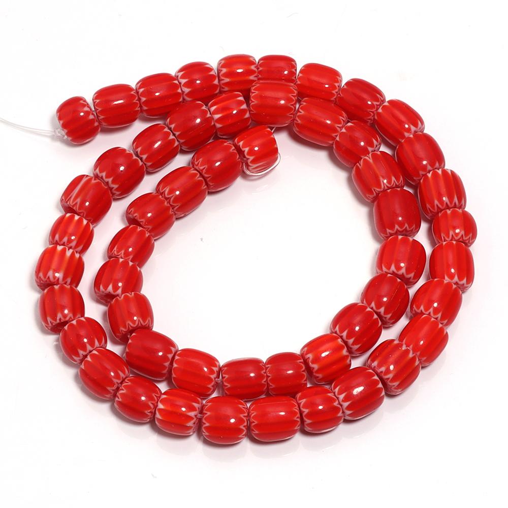 

LOULEUR 1 Strand Pumpkin Striped Beads Colorful Lampwork Beads Glass Beads For Jewelry Making DIY Necklace Bracelets Accessories 8mm apx 48pcs красный