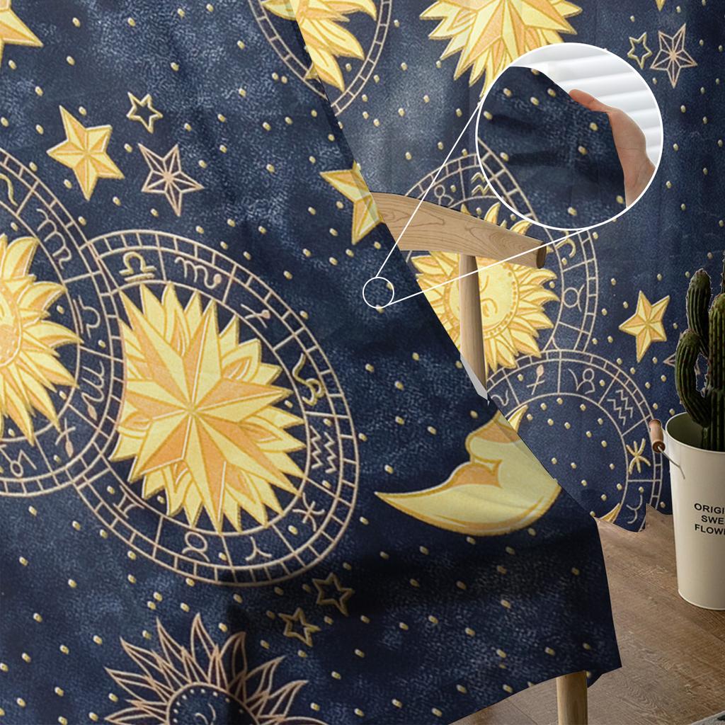 Sonne Mond Universum Himmel Transparente Vorhänge für Wohnzimmer Dekoration Fenstervorhänge für Küche Tüll Voile Organza Vorhänge