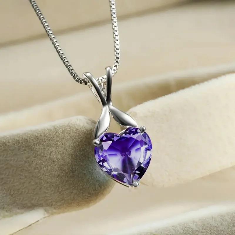 New Purple Crystal Zircon Necklace For Women With Elegant And Personalized Design, Fashionable Jewelry Accessories