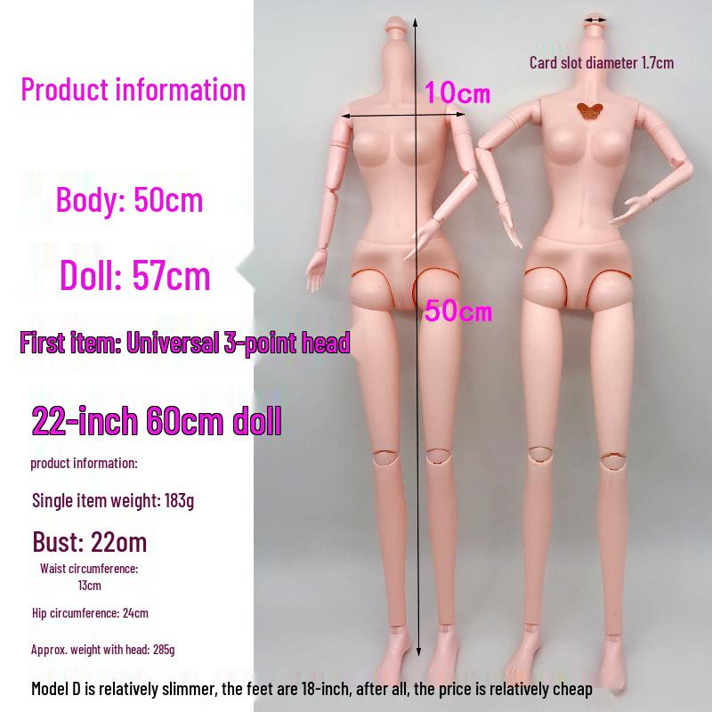 22-Zoll BJD Puppenkörper mit beweglichen Gelenken und individuellem Make-up - Prinzessinnen-Accessoires enthalten