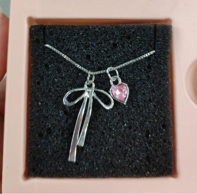 Pink Sweetheart Bow Snake Chain Collar Necklace Sweet And Edgy Unique Personality Choker