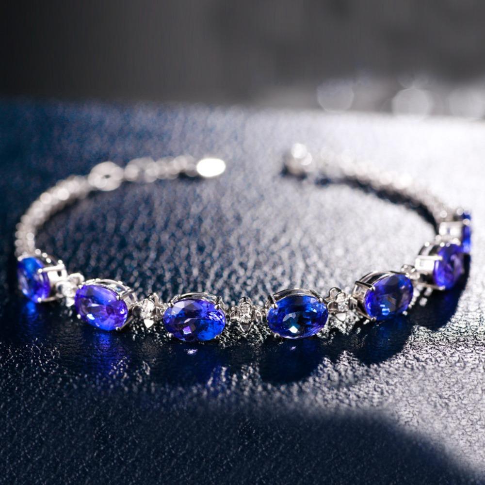 

Creative Sapphire Bracelet Silver Jewelry Blue Gemstone Handmade Elegant Gift for Women