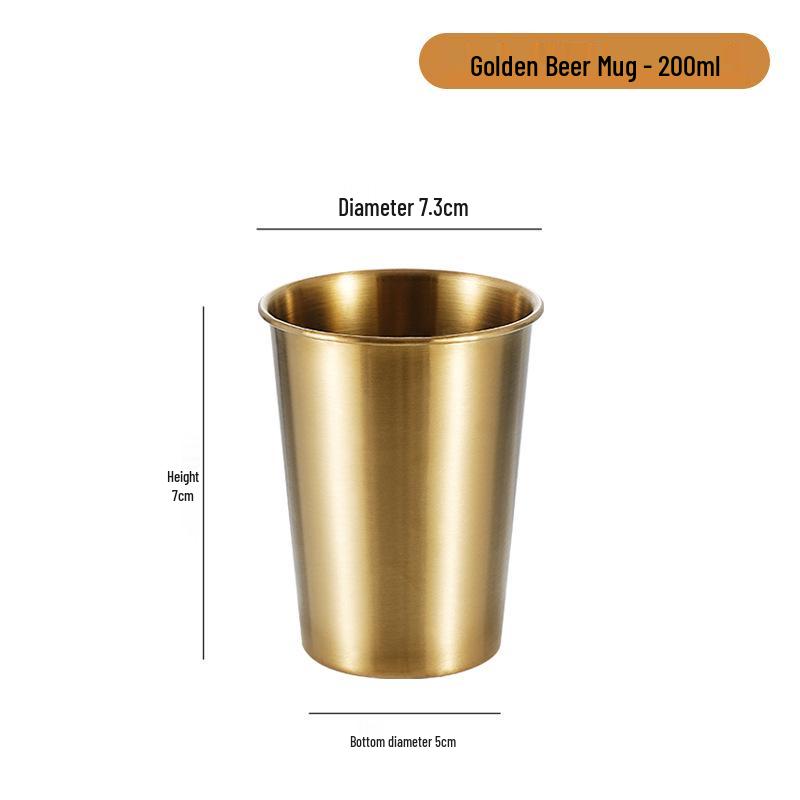 Gold 304 Stainless Steel Beer Mug - Single Layer, Stackable Outdoor Cup for Cold Drinks