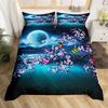 Deep Ocean Duvet CoverSeawater Bright Moon At Sea Starry Night Sky Galaxy Summer Hawaiian Holiday Comforter CoverBedding Set