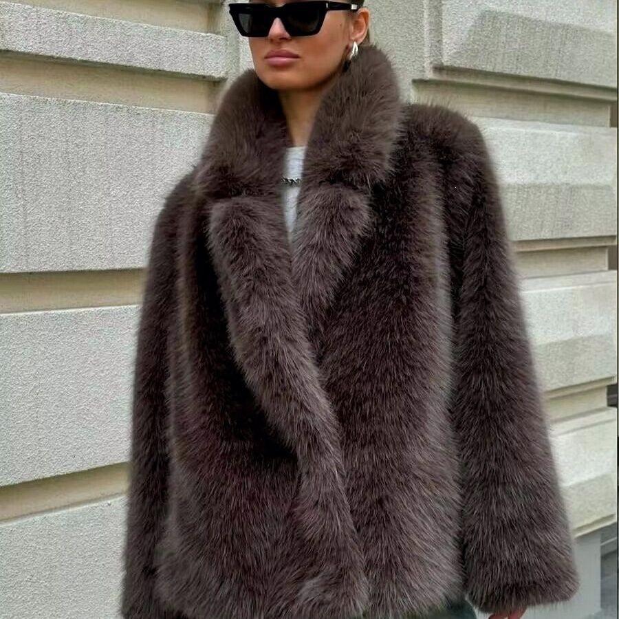 Autumn and winter medium and long artificial fur suit collar environmentally friendly fur fur coat fox fur women's coat