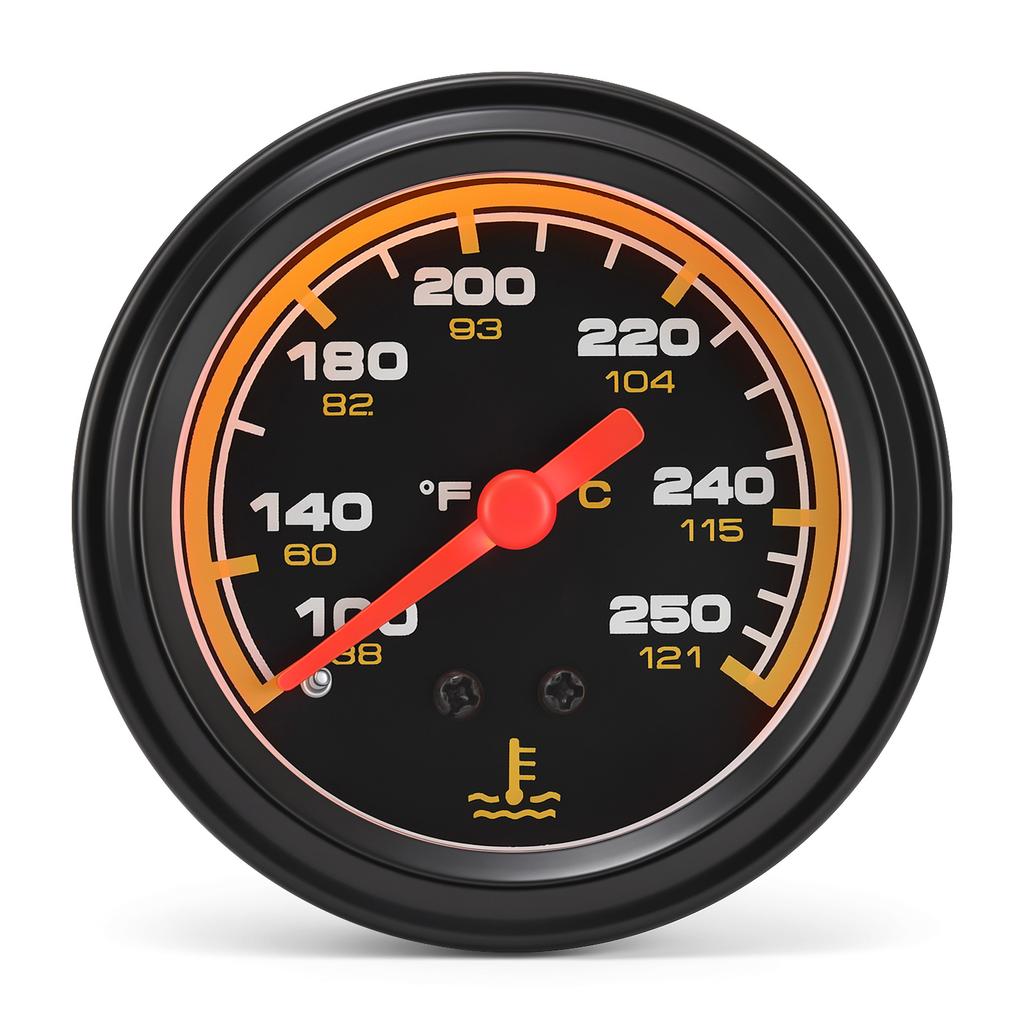 2" 52mm Metal Mechanical Thermometer 38-121℃/100-250℉ Car Water Temp Meter With NPT 1/2-14 Sensor for 12V Car Boat Truck Vehicle