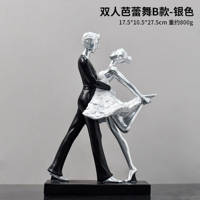

Modern Resin Double Ballet Dancer Sculpture Craft Figurine Bookshelf Decorative Art Couple Figurine Indoor Aesthetic Decoration