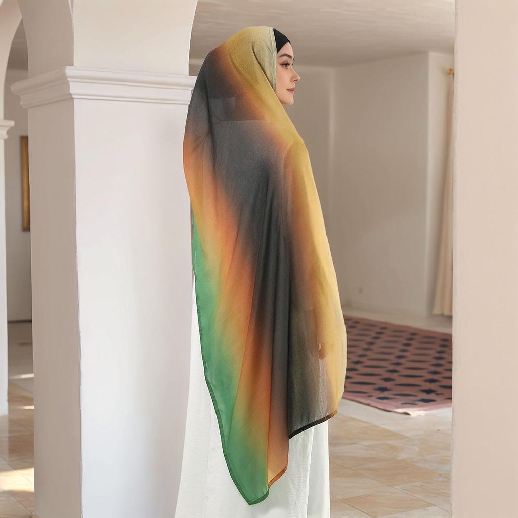 Fashion Muslim Cotton Linen Hijab Scarf Watercolor Printed Shawls For Women Scarf Bandana Headband Foulard Scarves Islam Turban