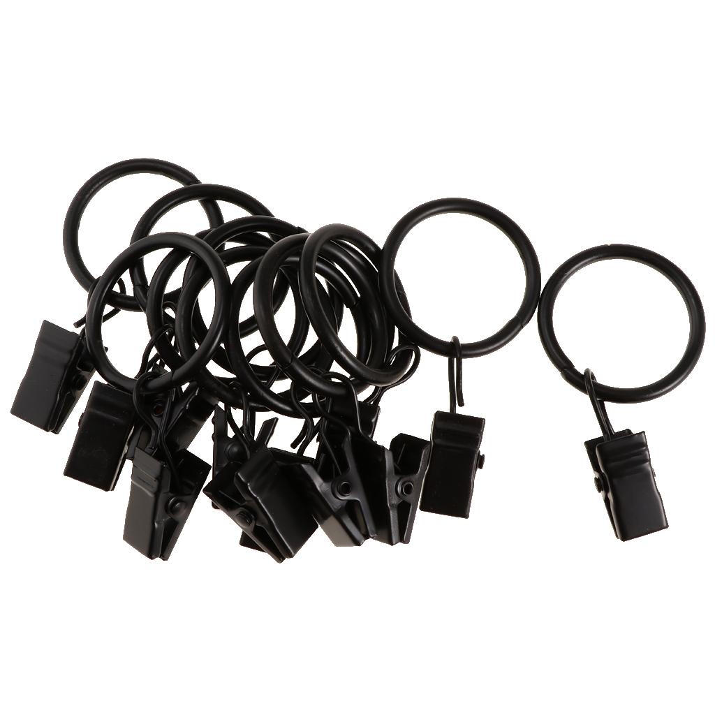 12 Curtain Rings Made of Coated with Clips, 25 Mm / 32 Mm Diameter