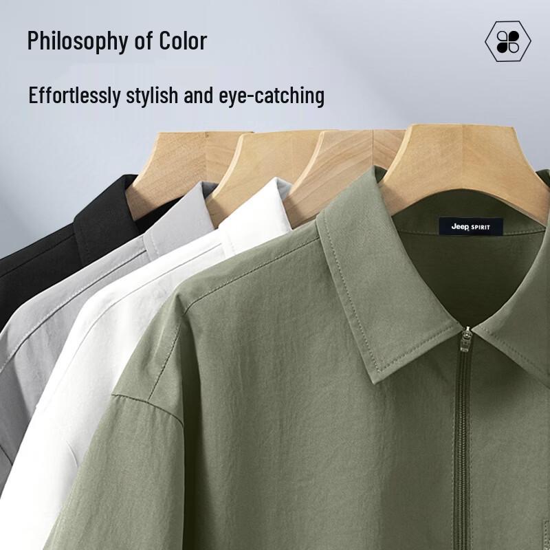 JEEP SPIRIT Men's Breathable Half-Zip Short Sleeve Shirt