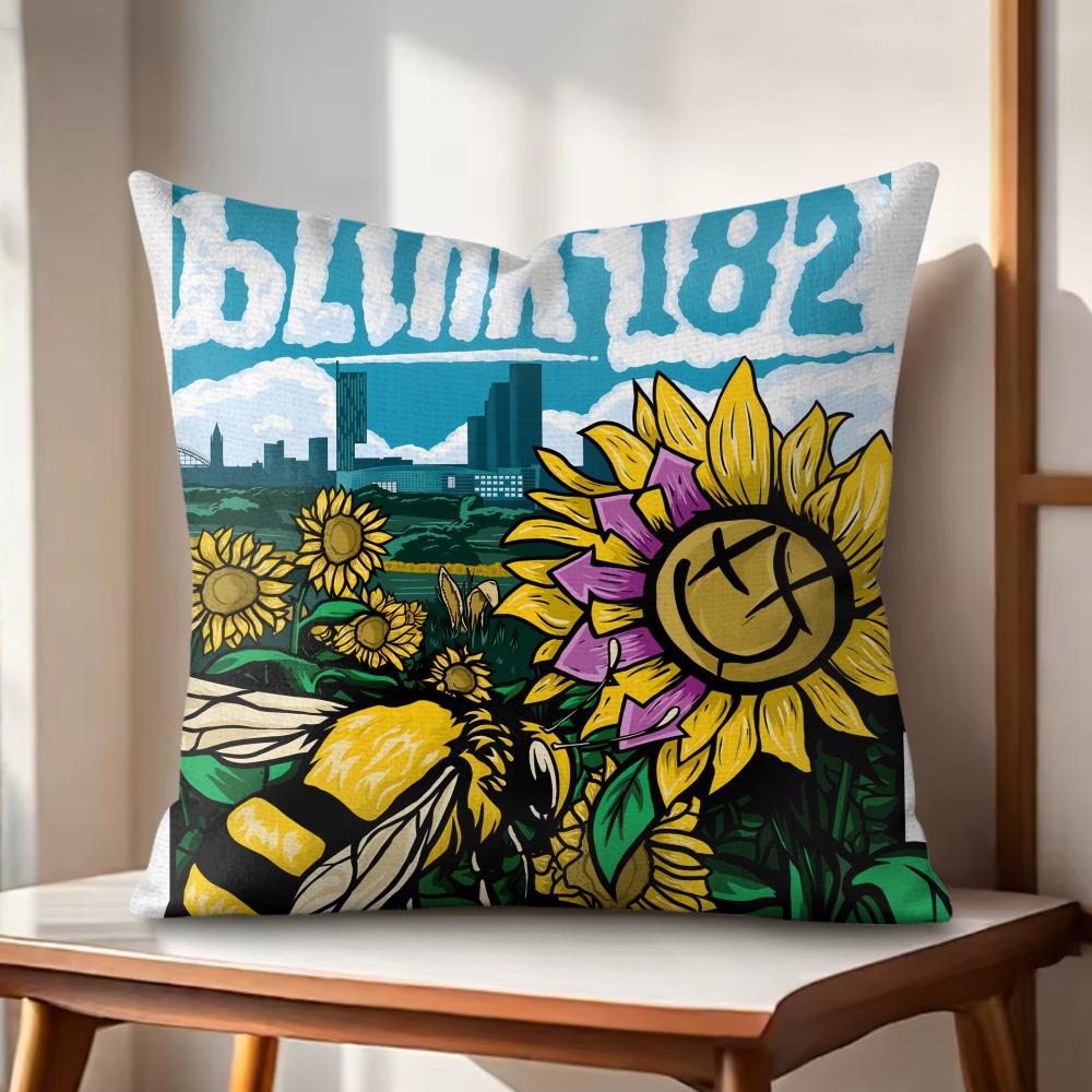 Famous Punk Band BBLINK Cushion Cover Natural Linen Organic Fabric DoubleSided Printing Couch Pillow Covers Home Decor