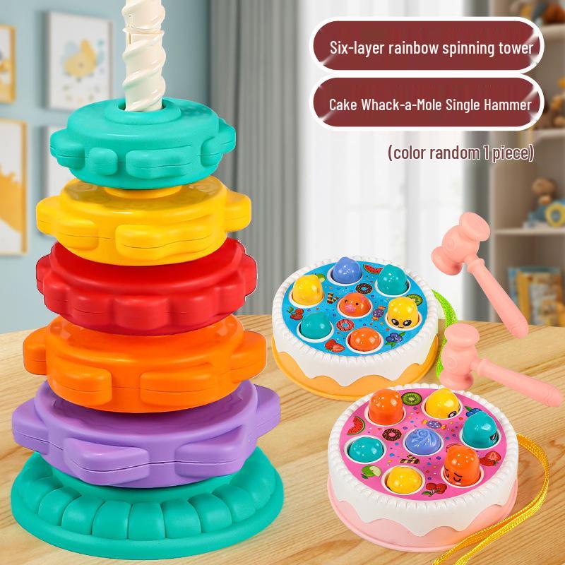 Colorful Baby Stacking Rings - Rainbow Spinner Tower Educational Toy for Infants and Toddlers