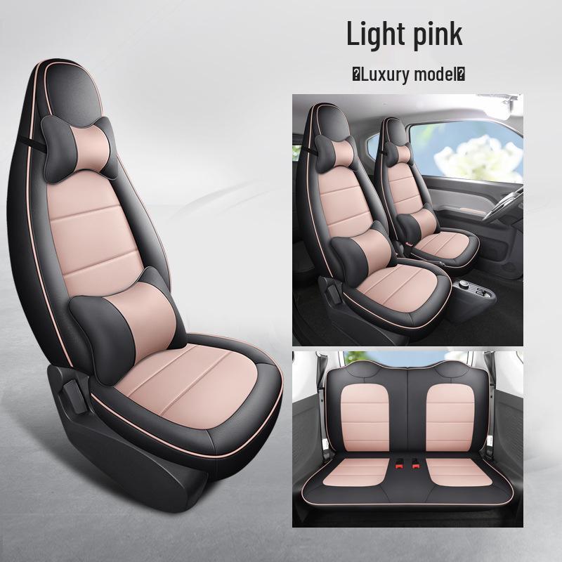 Wuling Mini Cute Cartoon Leather Car Seat Cushion Cover - Universal Fit, All Seasons